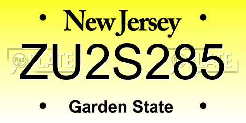 ZU2S285 New Jersey License Plate