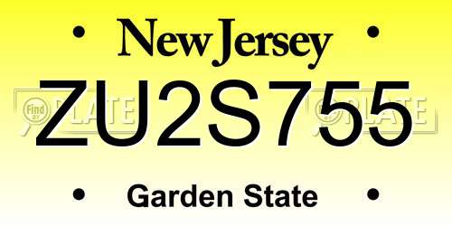 ZU2S755 New Jersey License Plate