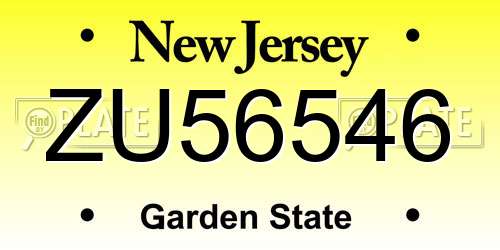 ZU56546 New Jersey License Plate