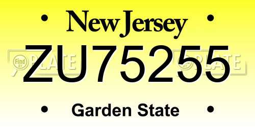 ZU75255 New Jersey License Plate