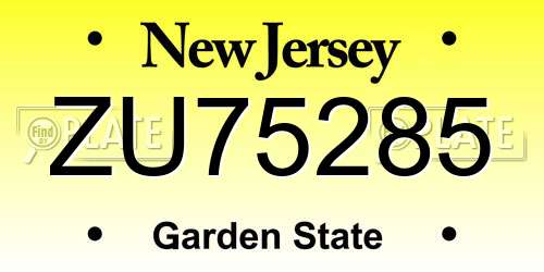 ZU75285 New Jersey License Plate