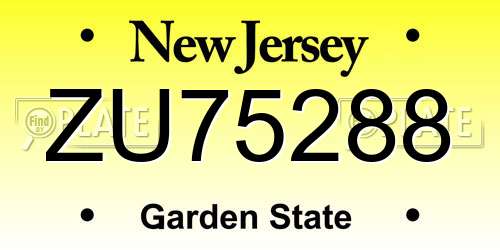 ZU75288 New Jersey License Plate