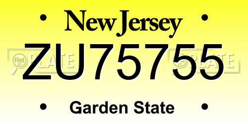 ZU75755 New Jersey License Plate