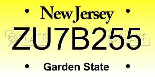 ZU7B255 New Jersey License Plate