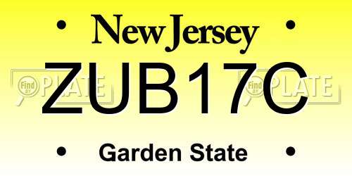 ZUB17C New Jersey License Plate