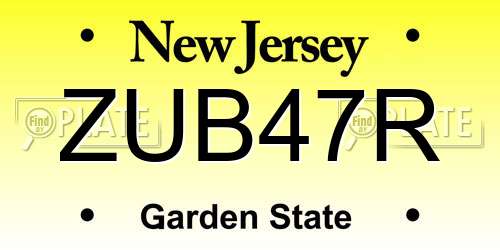 ZUB47R New Jersey License Plate
