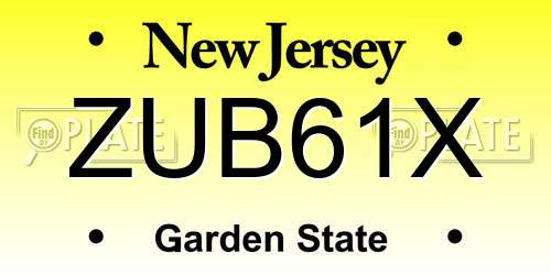 ZUB61X New Jersey License Plate
