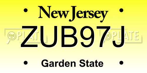 ZUB97J New Jersey License Plate