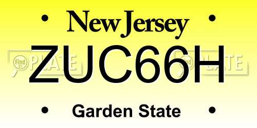 ZUC66H New Jersey License Plate