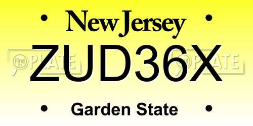 ZUD36X New Jersey License Plate