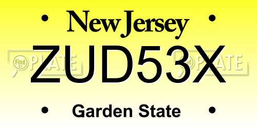 ZUD53X New Jersey License Plate