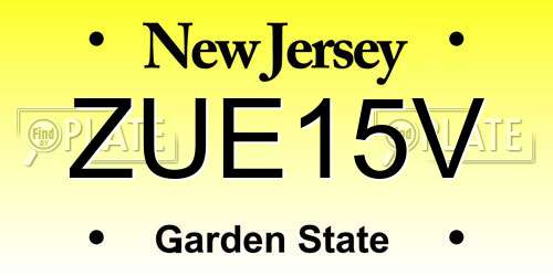 ZUE15V New Jersey License Plate