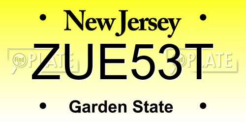 ZUE53T New Jersey License Plate