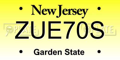 ZUE70S New Jersey License Plate