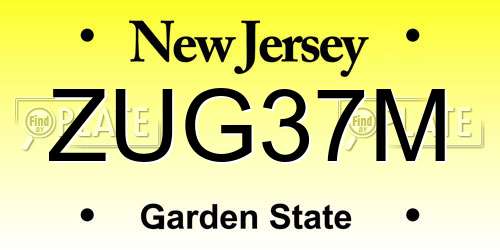 ZUG37M New Jersey License Plate
