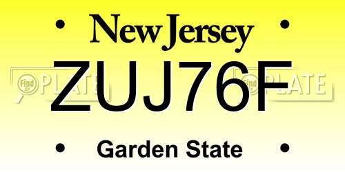 ZUJ76F New Jersey License Plate