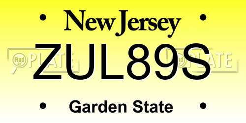 ZUL89S New Jersey License Plate