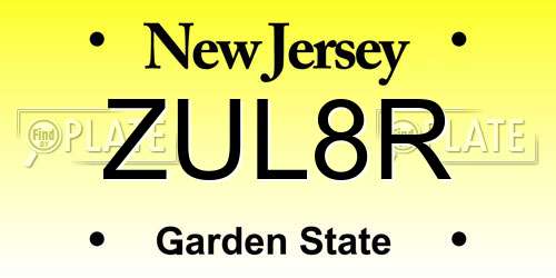 ZUL8R New Jersey License Plate