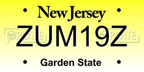 ZUM19Z New Jersey License Plate