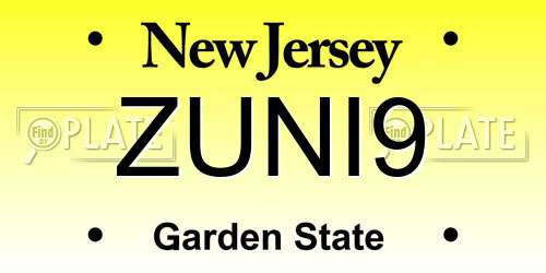 ZUNI9 New Jersey License Plate