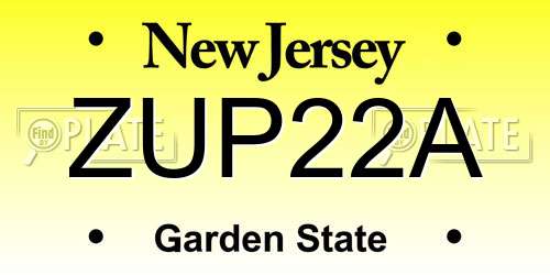 ZUP22A New Jersey License Plate