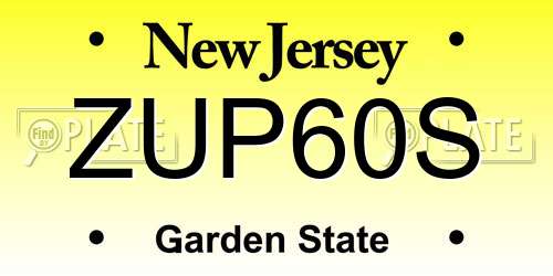ZUP60S New Jersey License Plate