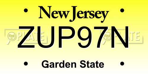 ZUP97N New Jersey License Plate