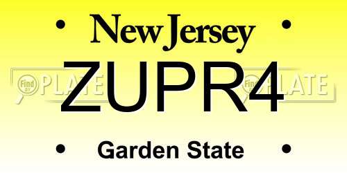 ZUPR4 New Jersey License Plate