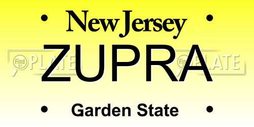 ZUPRA New Jersey License Plate