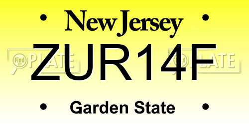 ZUR14F New Jersey License Plate