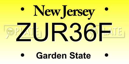 ZUR36F New Jersey License Plate