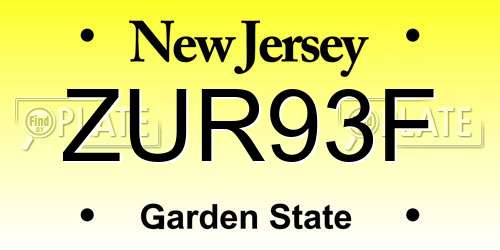 ZUR93F New Jersey License Plate