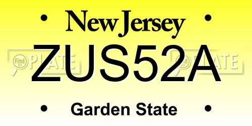 ZUS52A New Jersey License Plate