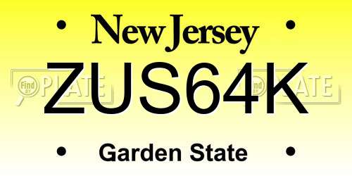 ZUS64K New Jersey License Plate