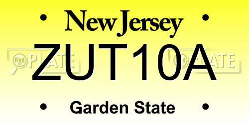 ZUT10A New Jersey License Plate