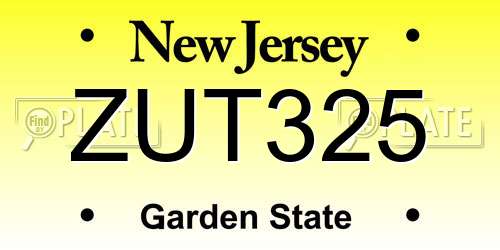 ZUT325 New Jersey License Plate