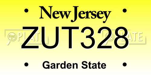 ZUT328 New Jersey License Plate