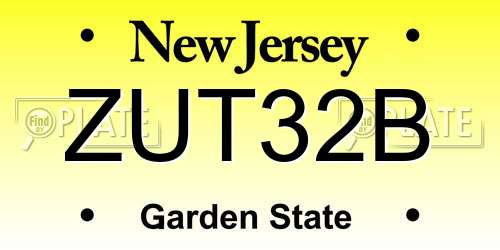 ZUT32B New Jersey License Plate