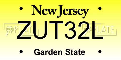 ZUT32L New Jersey License Plate