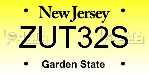 ZUT32S New Jersey License Plate