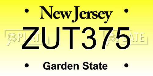 ZUT375 New Jersey License Plate