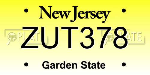 ZUT378 New Jersey License Plate