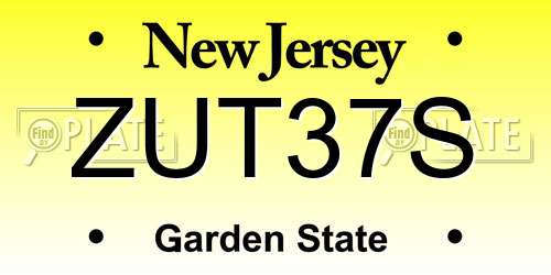 ZUT37S New Jersey License Plate