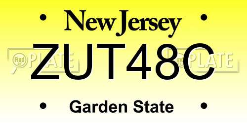 ZUT48C New Jersey License Plate