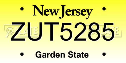 ZUT5285 New Jersey License Plate