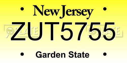 ZUT5755 New Jersey License Plate