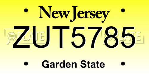 ZUT5785 New Jersey License Plate