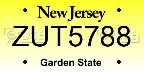 ZUT5788 New Jersey License Plate