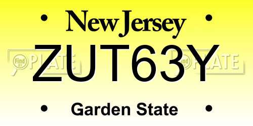 ZUT63Y New Jersey License Plate