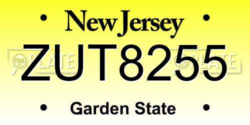 ZUT8255 New Jersey License Plate